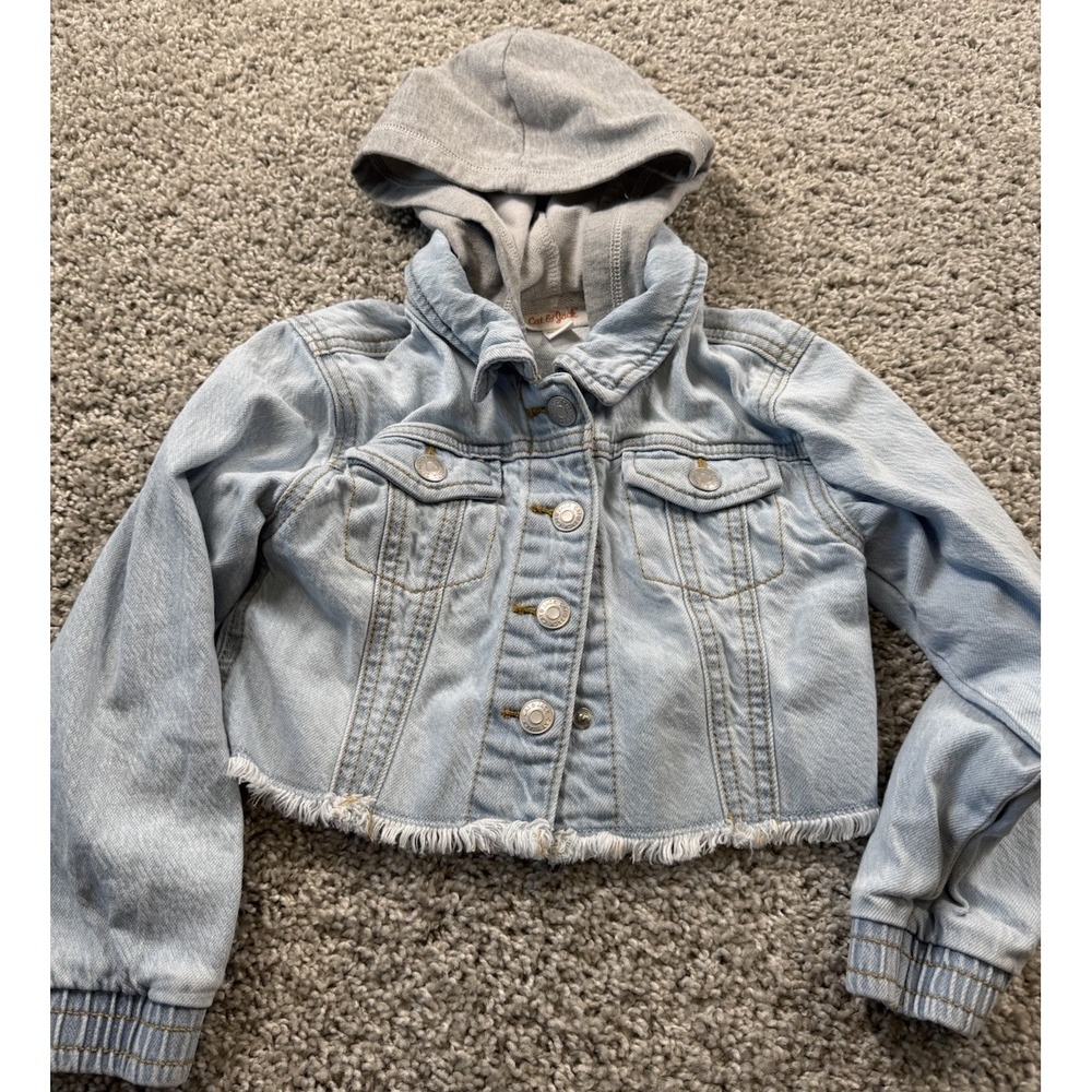Girls Jacket Lot Of 2 - Size 4/5- Denim Hooded Sherpa Fleece - Picture 4 of 5